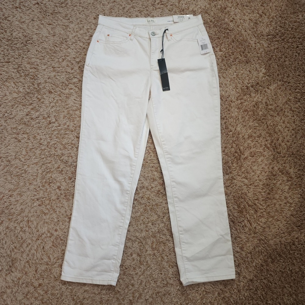 Nicole Miller Soho Slim Straight Jeans Womens 8 White High Rise Stretch Denim - Picture 2 of 12